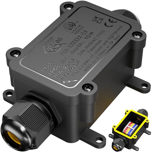 SOMELINE IP68 Waterproof Junction Box, 2-Way Outdoor Cable Connectors, Waterproof Cable Connector Outdoor, M20 Gland Wire Connector Electrical Junction Box for 4-12MM Diameter Cable, Black