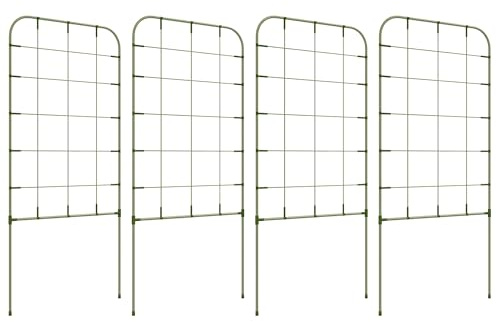 Outsunny Juego de 4 Enrejados de Jardín con Marco de Acero Soportes para Trepadoras para Verduras Frutas Flores Patio Terraza Decoración Exterior 40x90 cm Verde