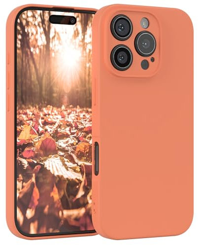 EAZY CASE - Housse en Silicone pour iPhone 16 Pro Housse Souple Antichoc Housse pour Portable avec Protection pour Appareil Photo Fines Premium Protection Cover TPU Phone Bumper en Orange