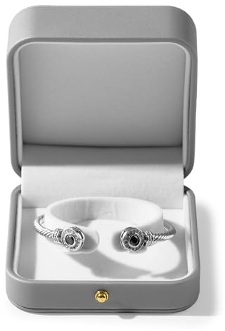 Oirlv PU Pelle Grigio Scatola Bracciale Regalo,Cofanetto Bracciale Per Anniversario,Compleanno,San Valentino