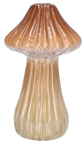 INNA-GLAS Keramik Pflanzvase RATBURGA, Pilz Form, Rillen, braun-beige, 16cm, Ø9cm - Blumenvase