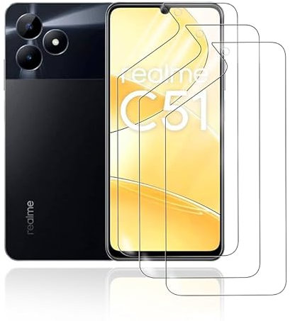 HonJenSeoa Protector de pantalla de película de hidrogel para Realme C51, 3 Piezas película protectora de TPU suave transparente HD Curva 3D de Cobertura Completa Sin Burbujas