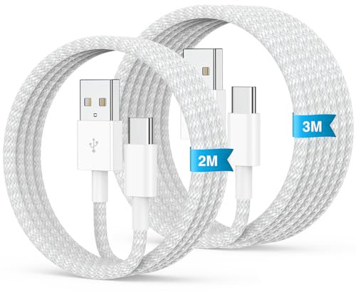 USB C Charger Cable for iPhone 17 16 15 Pro Max, 2Pack [2M+3M] Long USB A to USB C Cable Fast Charging, Type C Nylon Braided Lead for iPhone 17 Pro Max/17 Air/16/15 Pro Max/Plus/iPad Pro 12.9/11/Air