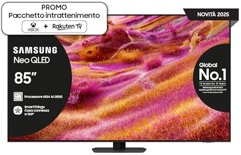 Samsung Smart TV 85'' QE85QN90FATXZT Neo QLED 4K Mini LED, NQ4 AI Gen3 Processor, 4K AI Upscaling Pro, Glare Free, Dolby Atmos & OTS+, NeoSlim Design, 2025