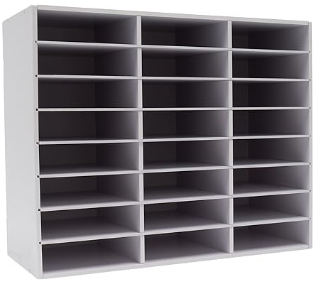 HOMEONENIC Literatur-Organizer Dokumentenablage mit 36/24 Fächern & einstellbaren Regalen Schreibtisch-Aktenhalter Aktensortierer Briefablage Dokumentenlager Aufbewahrung (Weiß, 24 Fächer)
