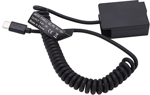 Tbest DMW DCC8 Volldecodierter Dummy -Akku -Koppler -Adapter mit Flexiblem Federkabel Stall -Netzteil für G5 G6 G7 G81 G85 GX8 G90 G91 G95 G99 Cameras Plastiklegierung 35 90 cm