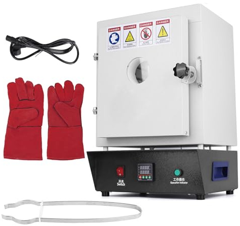 Horno de sinterización eléctrico de 1500 W, horno de quemado de fundición de joyería a 1150 °C con ventana de observación, para fundir metales, esmaltar quemado de cera DIY