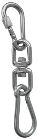 YShiuoL Doppelseitiger Wirbel M4/M5/M6/M8 Doppelseitige Drehöse Und Sicherheitskarabiner Mit Federring, Edelstahl 304, 3er-Set(M6)