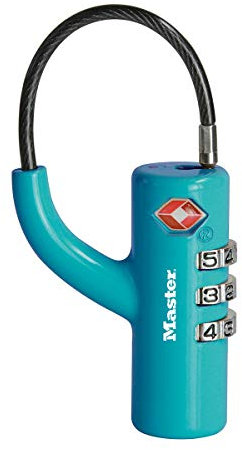 Master Lock 4717EURDBLU Candado para Equipaje Aprobado por la TSA con Combinación, Azul, 8.1 x 1.8 x 1.8 cm