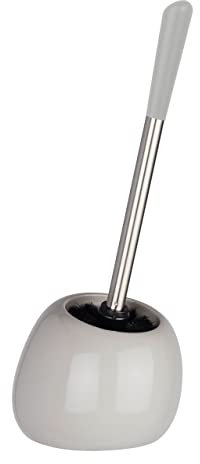 Wenko Portarotolo e portascopino WC Polaris grigio pastello ceramica, Ceramica, 15 x 36 x 14.5 cm, Grigio chiaro