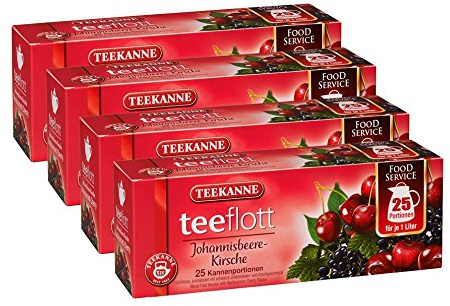 Teekanne teeflott 1 Liter Beutel Johannisbeere - Kirsche 4er Pack