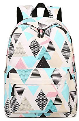 Acmebon Waterproof Stylish School Backpack for Boys and Girls Trend Print Casual Laptop Backpack Rhombus 617