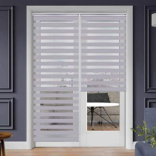 SMONTER Easy Fix Zebra Rollo, Tages- und Nacht-Jalousie mit Montagezubehör (75 cm x 230 cm, grau)
