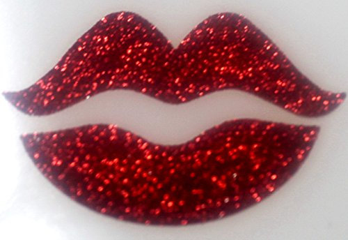 Safimes Mund, Lips – Hotfix zum Aufbügeln, 6 x 4 cm, Rot Glitter Bling Pailletten