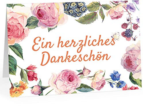 XXL Dankeskarte (A4) | Herzliches Dankeschön Vintage | mit Umschlag | edle und hochwertige Klappkarte | Als Dankeschön | Große Karte um Danke zu sagen | Maxi Danksagung | Karte | Überformat