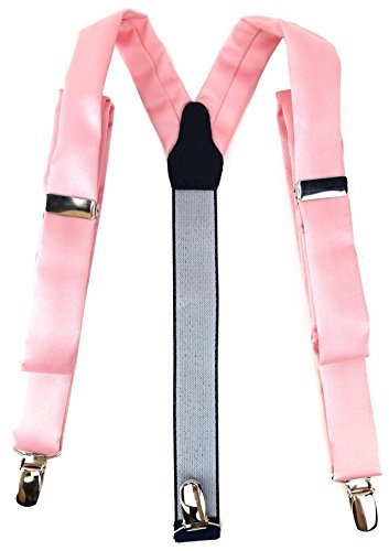 TigerTie - Bretelle sottili unisex a forma di Y, con 3 clip extra forti, tinta unita, bretelle in diversi colori a scelta, Colore: rosa., Taglia unica