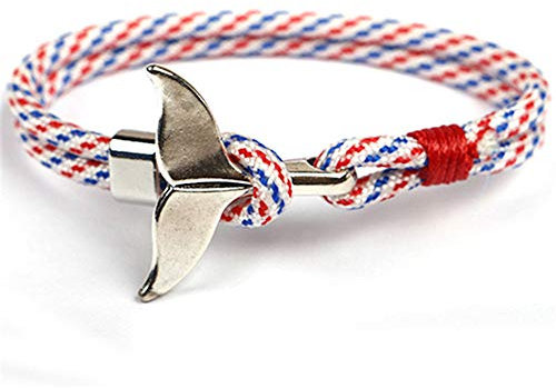 EXINOX Nautisches Wal-Armband, Mann Frau, Sea Life, Farbe Silber (Blau, Rot & Weiß 2)