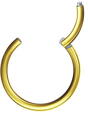 Piersando Universal Piercing Segmentring Septum für Tragus Helix Ohr Nase Lippe Brust Intim Scharnier Clicker Ring Chirurgenstahl Gold 0,8mm x 10mm