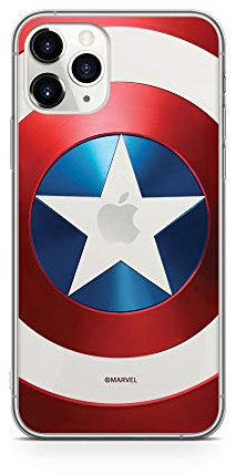Ert Group custodia per cellulare per Apple Iphone 11 PRO MAX originale e con licenza ufficiale Marvel, modello Captain America 025 adattato alla forma dello smartphone, parzialmente trasparente