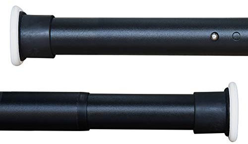 BAILEY JO Tringle Extensible pour Rideau de Douche 260-310CM sans Perçage en Acier Composé Noir Mat Diamètre 32mm Barre Télescopique Multifonction pour Rideau/Vêtement