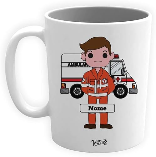 Movoo Design Tazza Ambulanza Soccorritore Mug Lavabile in Ceramica Personalizzata con Nome