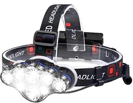 WildTech Linterna Frontal Led Recargable, 18000 Lúmens Alcance de 500 metros, Linterna Cabeza con 8 Modos para Camping, Bicicleta, Pesca