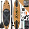 ALLPICK Premium SUP Board Set, Stand Up Paddling Board Aufblasbar, Mit Universal Kamerahalterung, Komplettes Zubehör, Verstellbares Paddel, Anfänger und Fortgeschrittene, Holzmaserung