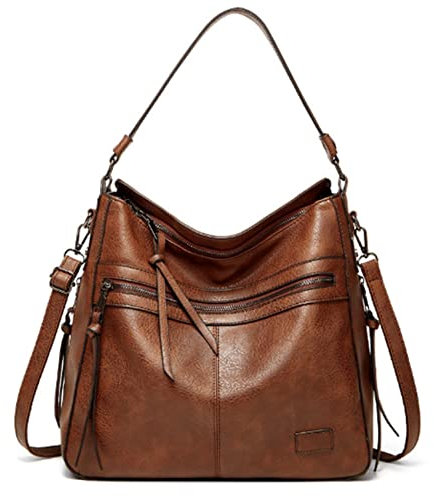 Sacmill Damen Handtasche PU Leder Umhängetasche Shopper Top-Griff Tragetaschen Elegant Schultertasche für frauen (Braun)