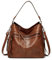 Sacmill Damen Handtasche PU Leder Umhängetasche Shopper Top-Griff Tragetaschen Elegant Schultertasche für frauen (Braun)