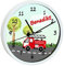 CreaDesign, Wanduhr Kinder personalisiert mit Name, Motiv Feuerwehr Landschaft, Rahmen Wanduhr weiß, Ø 19,5 cm