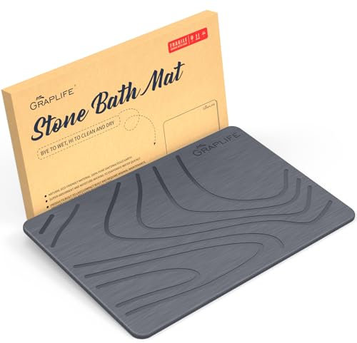 Graplife Stone Bath Mat Rutschfeste schnell trocknende Matte für Küchentheke Badewanne Badezimmerboden Super saugfähige Diatomeen Erde Duschmatte