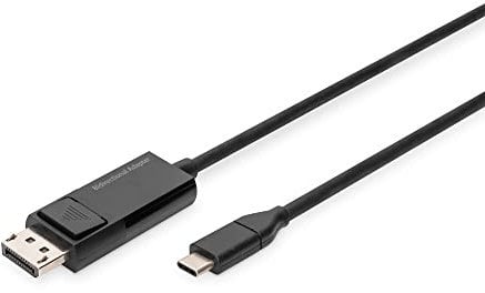 Digitus bidirectional USB-C to Displayport adapter cable - 2m - Displayport 1.4 - DP Alt-Mode - 8k/30Hz - Compatible with monitor, gaming graphics card - Black
