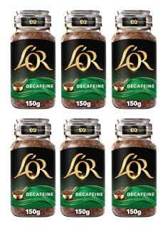 L'OR Decaf Instant Coffee 150g (Pack of 6 Jars, Total of 900g)