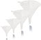 Liqvee Funnel Transparent in 4 Different Sizes (122, 101, 76 & 50mm) Non-Toxic Food Grade Plastic -Funnels for Filling Bottles or Containers with Holders – Funnel Kitchen ideal for Garage & Labs