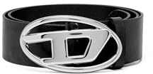 Diesel Oval D Logo B-1DR W Belt Belt, Black/Nickel, 80 Unisex Adults, Black/Nickel, 80 cm