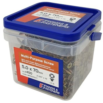 Multi-Purpose Pozi Compatible Screw CSK ST ZYP 5.0 x 70mm Tub 450