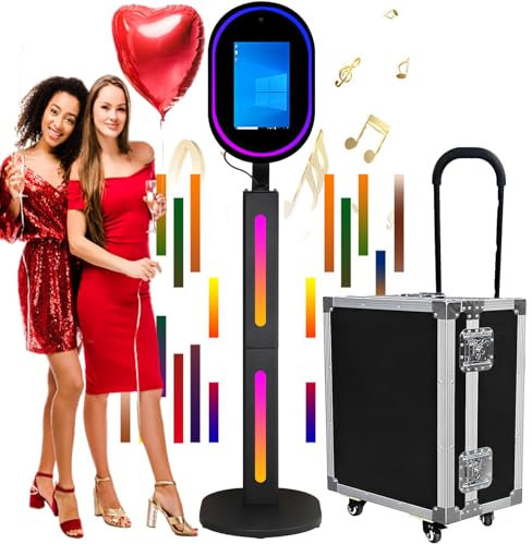 ZLPOWER Spiegel-Fotokabine mit Kamera und App-Software, magische Selfie-Station, Muschelständer, Photobooth-Maschine, Touchscreen, mit Ringlicht und Trolley-Flugkoffer für Veranstaltungen, Hochzeit,