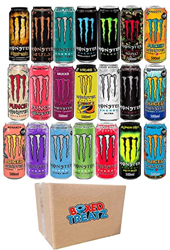 Monster Energy Drink 12 Assorted Flavours 500ml Monster Energy Drink Zero Sugar Monster Energy Drink Juiced All Flavours 1Pc Each - 12x500ml Bundle Boxed