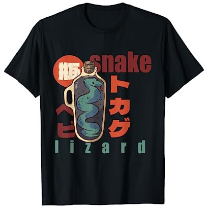 Animaux serpent rétro dans un pot maçon style japonais lézard T-Shirt