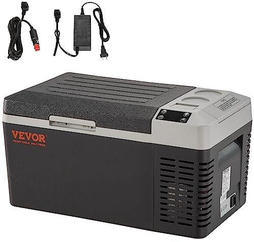 VEVOR 20 L Kühlbox 12/24 V Tragbarer Kühlschrank, Elektrische Gefrierbox Klein Gefrierschrank -20~10 ℃, Elektrische Kompressor Kühlbox 580 x 330 x 310 mm für Auto, Camping, Lkw, Boot usw.