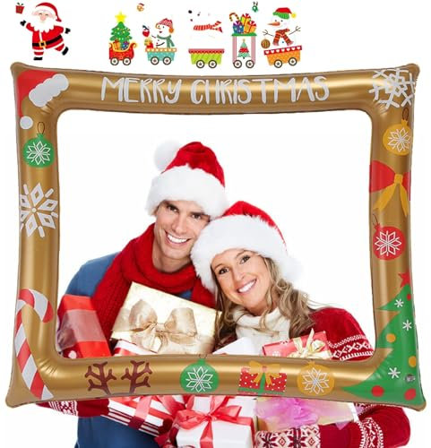 Weihnachten Aufblasbarer Fotorahmen,Weihnachten Selfie Rahmen,Weihnachten Selfie Bilderrahmen,Aufblasbare Photo Booth Requisiten,Geburtstag Aufblasbarer Bilderrahmen,Ideal für Partys Feste Weihnachten