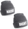 Herzbotschaft 2er Set Beanie Strickmütze mit Spruch | Hacke Dicht | grau | Unisex SoftTouch angenehm weiche und warme Wintermütze | OneSize Einheitsgröße für Erwachsene