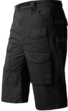 Männer Einfarbig Kurze Mit Taschen Knöpfen Selbsttragender Gürtel Sport Wanderhose Kurz Atmungsaktiv Stretch Herrenhose Kurzgröße Mid Waist Bequeme Fitness Jogging Sportlich Lässig (Black, XXL)