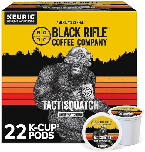 Black Rifle Coffee Company Tactisquatch Dark Roast K-Cup Pods, 22 Count, Caffeinated, Compatible with Keurig