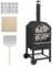 Outsunny Horno de pizza 2 en 1 para exteriores de 3 niveles, parrilla de carbón independiente con cubierta para lluvia, chimenea, termómetro, estante inferior, asas antiquemaduras, ruedas para