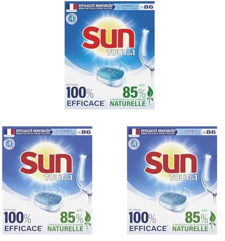 Sun Tablettes Lave-Vaisselle Tout En 1 Regular Ecolabel x86 (Lot de 3)