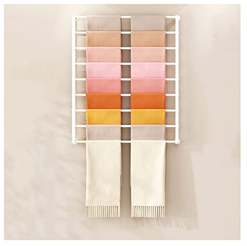 Dicker Stahl-Schalschals-Hijab-Halter-Organizer-Rack zur Wandmontage, Einzelhandelsgeschäfte, 10-lagiger Metall-Ausstellungsständer mit abnehmbaren Querstangen, 120 cm hoch (Farbe: Weiß, Breite: 120 c