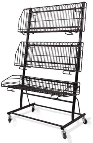 EXCLURA Snack Regal 3-stufiges Supermarkt-Snackregal, Beweglicher Speisekammer-Snackregal-Produktorganisator, Abnehmbarer Snackkorb, Zubehör für Konzessionsstände