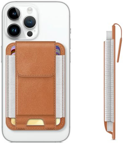 CaseBot Magsafe Wallet, Magnetischer Kartenhalter für iPhone 16/15/14/13/12-Serie, passend für 6 Karten, sichere RFID-Blockierung, schlanker Wallet-Kreditkartenhalter für Damen und Herren, Hellbraun