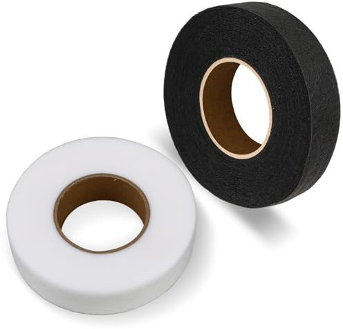 Thinp 2 Rolls Iron on Hemming Tape,70 Yards x 1 Inch Stitch Witchery Hemming Tape Iron On Hem Tape No Sew Hemming Tape for Pants Clothes Curtains DIY Crafting Projects(White & Black)